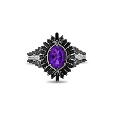Ursula Amethyst and Diamond Sea Urchin Ring in Sterling Silver (1/5 ct. tw.)