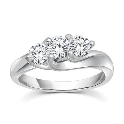 Diamond Three-Stone Ring in 14K White Gold (1 ct. tw.)