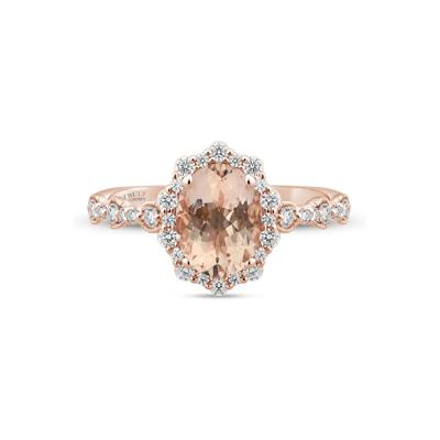 Oval Morganite & Diamond Halo Ring in 14K Rose Gold (3/8 ct. tw.)
