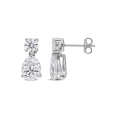 Moissanite Drop Earrings in Sterling Silver