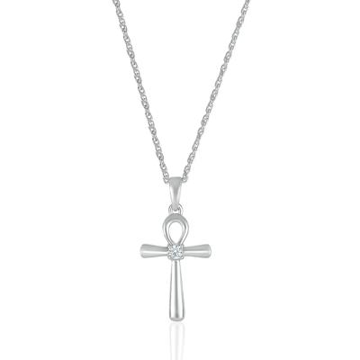 Ankh Pendant with Diamond Accent in 10K White Gold
