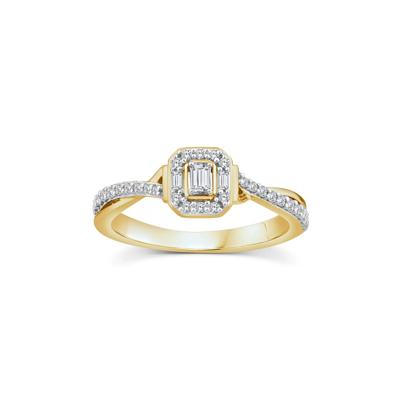 Emerald-Cut Halo Promise Ring in 10K Yellow Gold (1/3 ct. tw.)