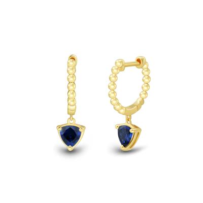 Lab-Created Blue Sapphire Beaded Hoops in Vermeil