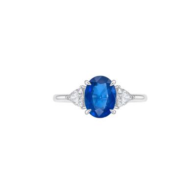 Blue Sapphire & Diamond Ring in 14K White Gold (1/3 ct. tw.)