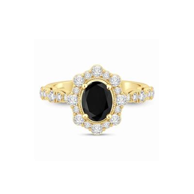 Black & White Diamond Halo Engagement Ring in 14K Yellow Gold (1 3/4 ct. tw.)