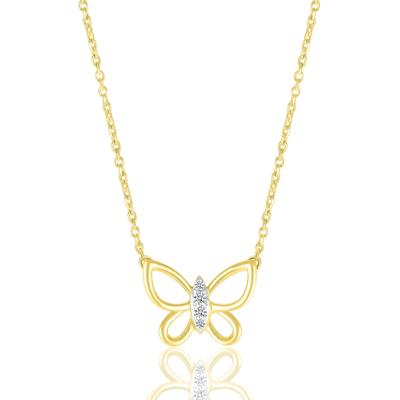 Diamond Accent Butterfly Necklace in 10K Yellow Gold