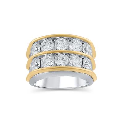 Men's Lab Grown Diamond Two-Row Band in 10K White & Yellow Gold (5 ct. tw.)