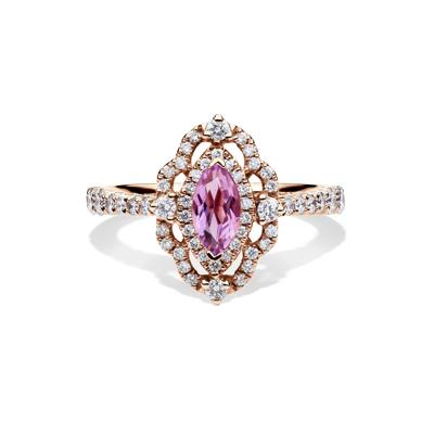 Margaux Rose de France Amethyst Engagement Ring with Diamonds in 14K Rose Gold (3/4 ct. tw.)