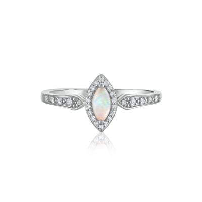 Opal and Diamond Ring in 14K White Gold (1/10 ct. tw.)