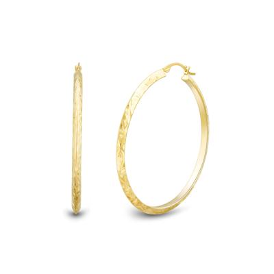 Diamond-Cut Knife Edge Hoop Earrings in 14K Yellow Gold