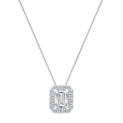 Lab Grown Diamond Halo Pendant in 14K White Gold (3/4 ct. tw.)