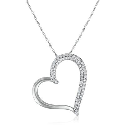 Diamond Heart Pendant in 10K White Gold (1/3 ct. tw.)