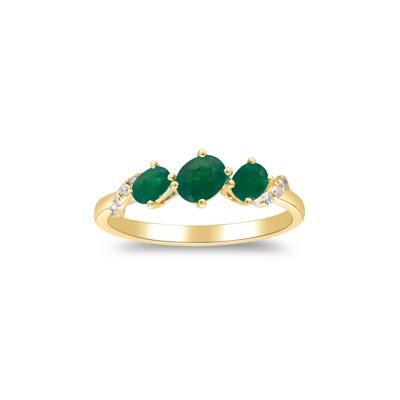 Emerald and Diamond Accent Ring in 10K Yellow Gold