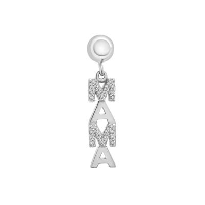 Diamond Accent Mama Bead Charm in Sterling Silver
