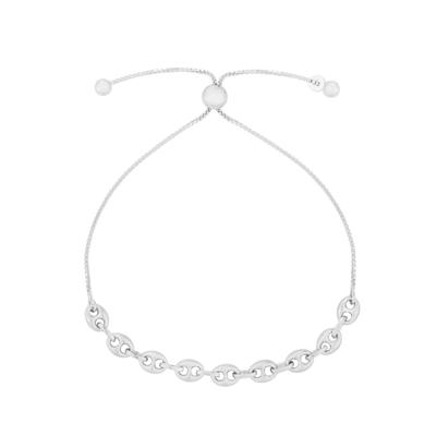 Puffed Mariner-Link Bolo Bracelet in Sterling Silver