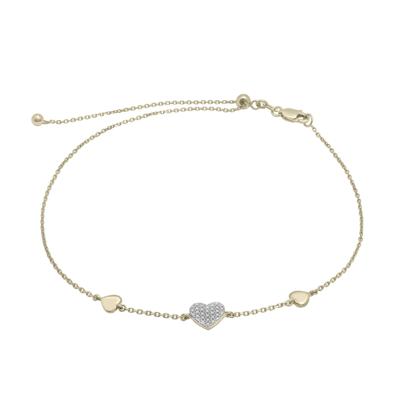 Diamond Accent Three Heart Bracelet in 10K Yellow Gold