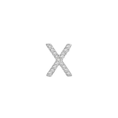 Single-Letter Stud Earring “X” with Diamond Accents in 10K Yellow Gold