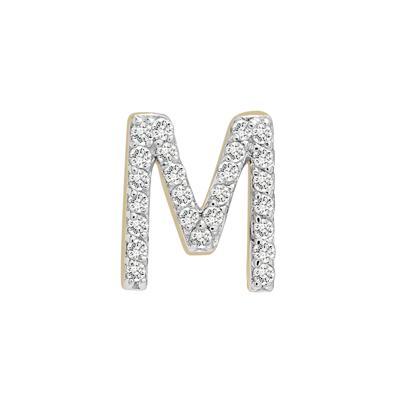 Single-Letter Stud Earring “M” with Diamond Accents in 10K Yellow Gold
