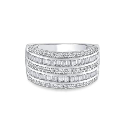 Round and Baguette Multi-Row Diamond Band in 14K White Gold (3 ct. tw.)