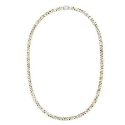 Miami Cuban Pave Chain in 14K Yellow and White Gold, 6.5MM, 24"