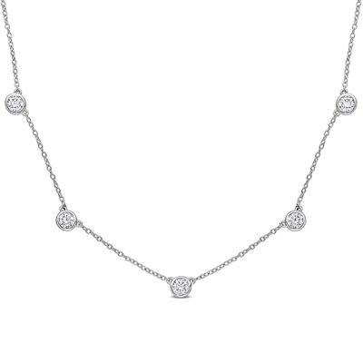 Moissanite Station Necklace in Sterling Silver (2 1/4 ct. dew)