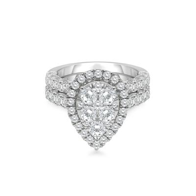 Lab Grown Diamond Pear-Shaped Engagement Ring Set in 10K White Gold (3 ct. tw.)