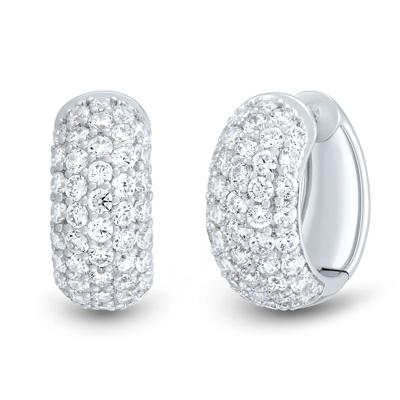 Lab Grown Diamond Pavé Hoop Earrings in 14K White Gold (3 ct. tw.)