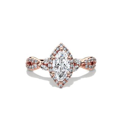 Lab Grow Diamond Marquise-Cut Halo Engagement Ring in 14K Rose Gold (1 1/2 ct. tw.)