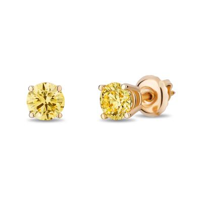 Lab Grown Yellow Diamond Solitaire Earrings in 14K Yellow Gold (3/4 ct. tw.)