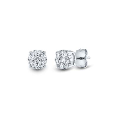 Lab Grown Diamond Cluster Earrings in 14K White Gold (1/3 ct. tw.)