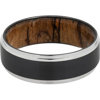 Men’s Wedding Band in Wood & Black Zirconium, 8mm