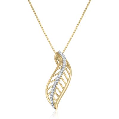 Diamond Leaf Pendant in 10K Yellow Gold (1/10 ct. tw.)
