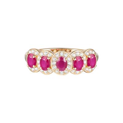 Ruby and Diamond Oval Band in 14K Yellow Gold (1/4 ct. tw.)