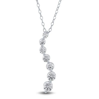 Lab Grown Diamond Journey Pendant in 14K White Gold (3/4 ct. tw.)