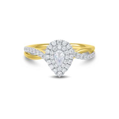 Pear-Shaped Diamond Engagement Ring in 14K Yellow Gold (1/2 ct. tw.)