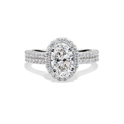 Lab Grown Diamond Oval Halo Engagement Ring in 14K White Gold (2 ct. tw.)