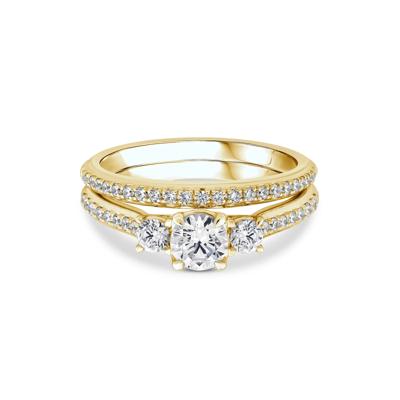 Lab Grown Diamond Three-Stone Engagement Set in 10K Yellow Gold (1 ct. tw.)