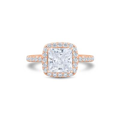 Lab Grown Diamond Princess-Cut Halo Engagement Ring in 14K Rose Gold (2 ct. tw.)