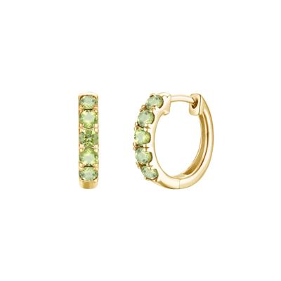Peridot Hoop Earrings in 10K Yellow Gold