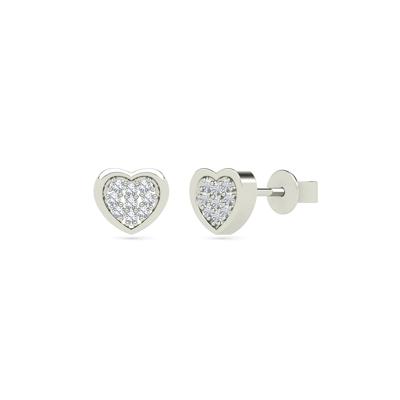 Diamond Accent Heart Earrings in 14K White Gold