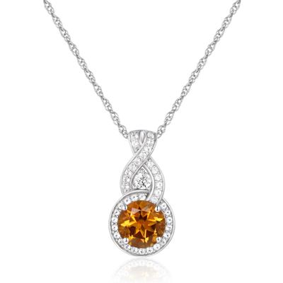 Lab-Created Citrine and Lab-Created White Sapphire Pendant in Sterling Silver