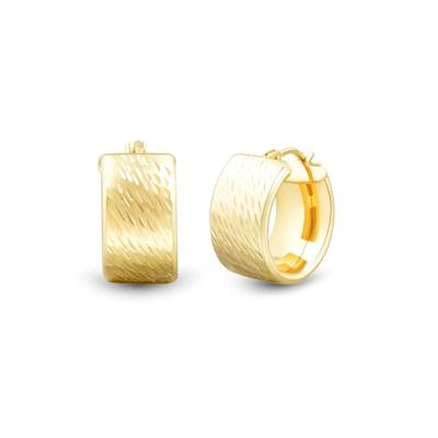 Textured Huggie Hoop Earrings in 14K Yellow Gold