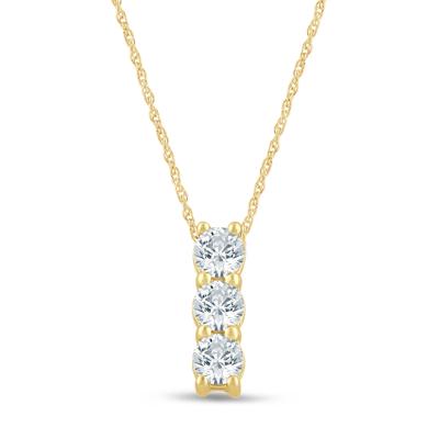 Lab Grown Diamond Three-Stone Pendant in 10K Yellow Gold (5/8 ct. tw.)