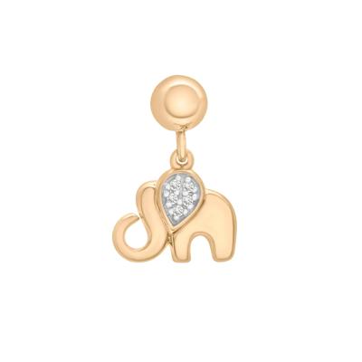 Diamond Accent Elephant Bead Charm in Vermeil