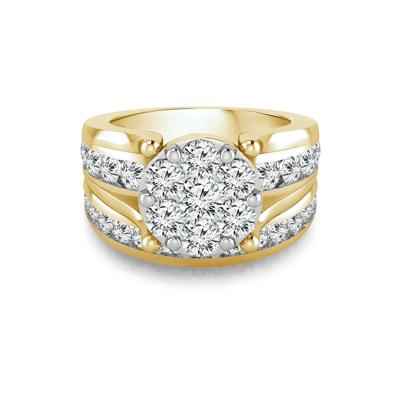 Lab Grown Multi-Diamond Engagement Ring Set in 10K Yellow Gold (3 ct. tw.)
