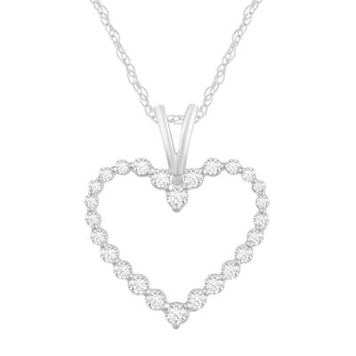 Diamond Single-Prong Heart Pendant in 10K White Gold (1/4 ct. tw.)