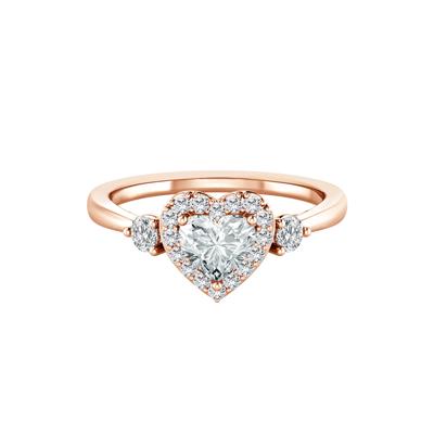 Lab Grown Diamond Heart Promise Ring in 10K Rose Gold (1/2 ct. tw.)