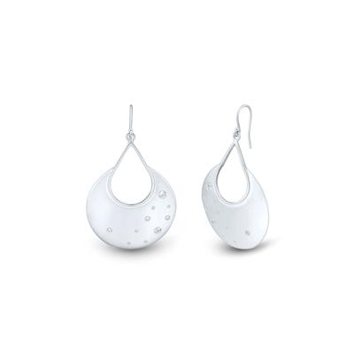 Lab-Created White Sapphire Half Circle Earrings in Sterling Silver