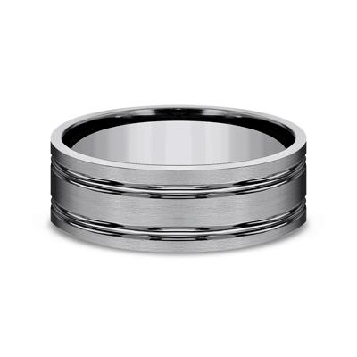Men's Satin Finish Wedding Band in Gray Titanium, 8mm