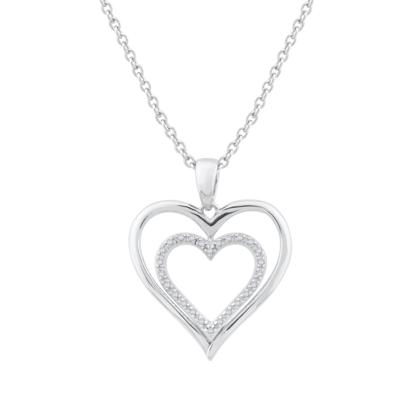 Diamond Accent Double Heart Pendant in Sterling Silver